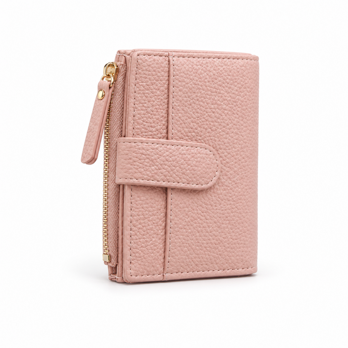Blush Pink Pebbled Compact Card Wallet-1