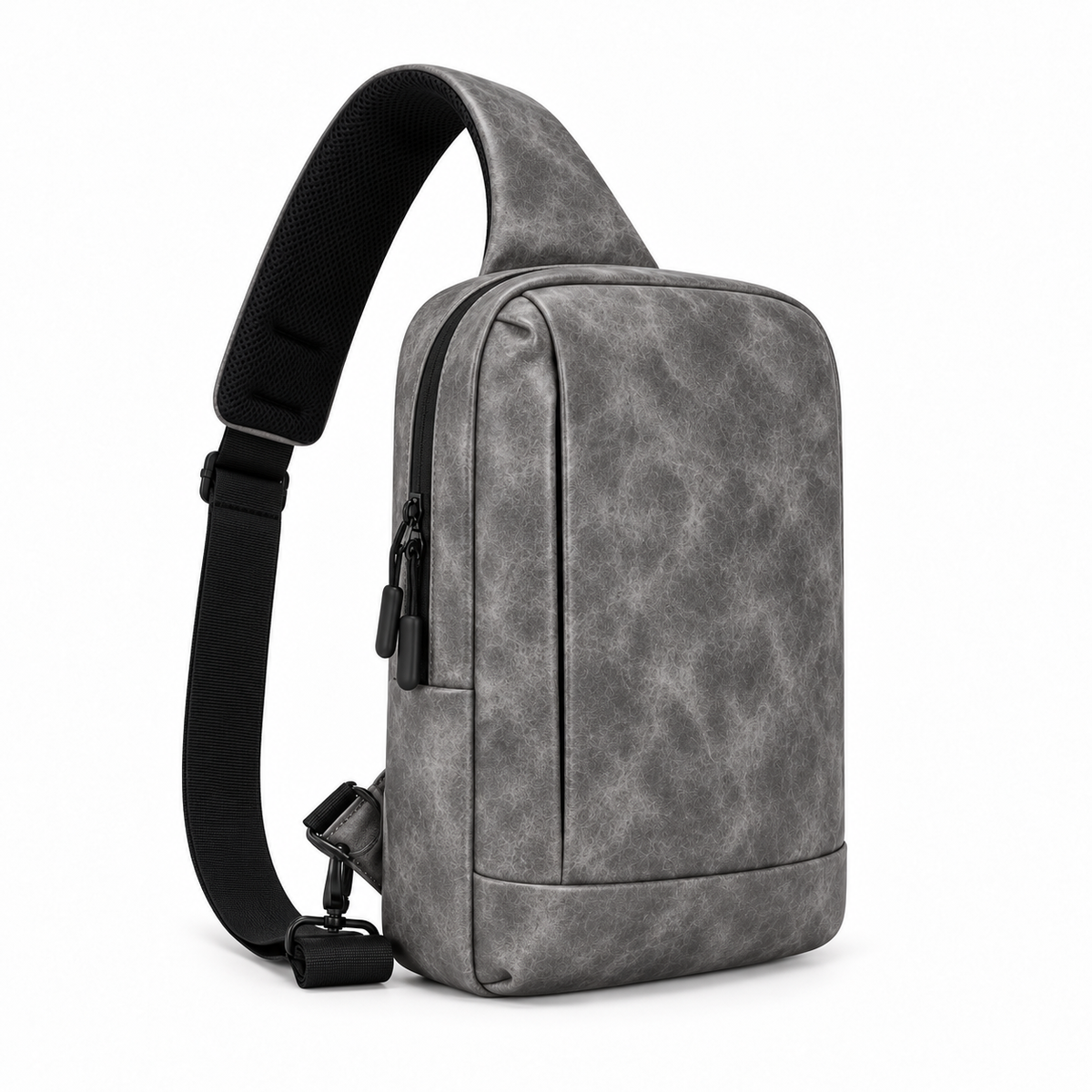 Grey Textured Crossbody Sling Shoulder Bag-1