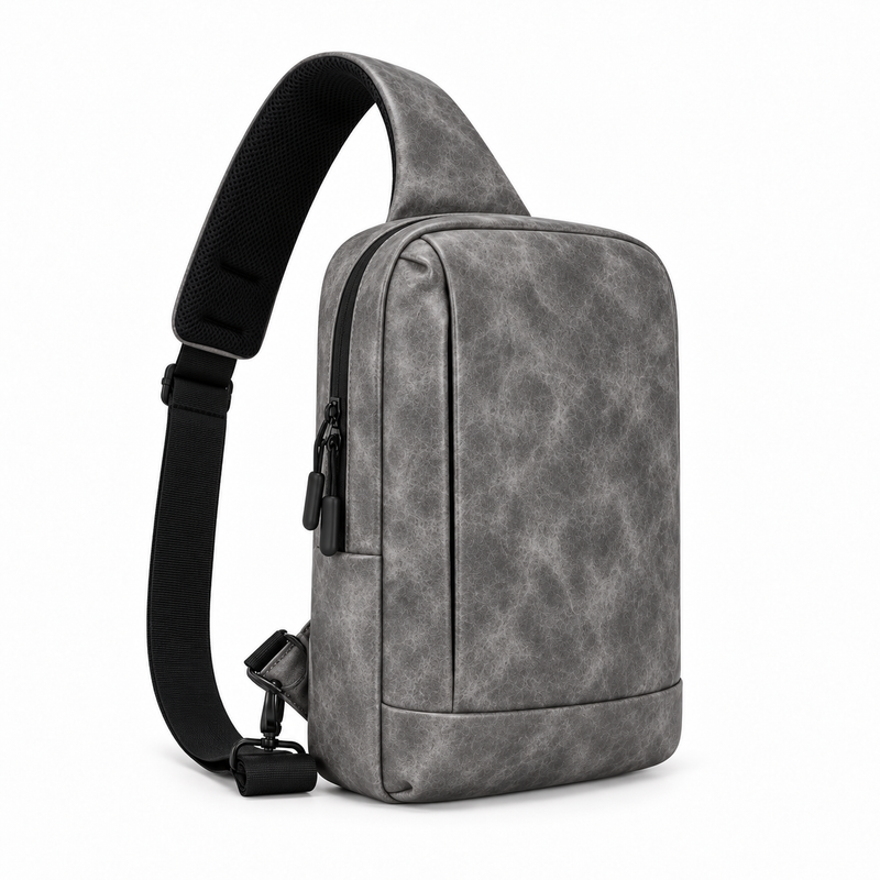 Grey Textured Crossbody Sling Shoulder Bag-1