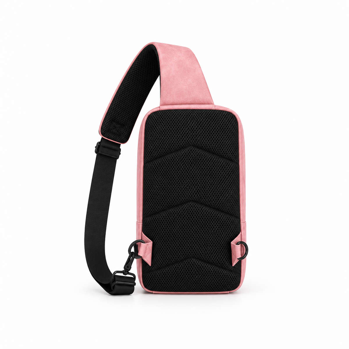 Pink Textured Sling Bag Adjustable Strap-3