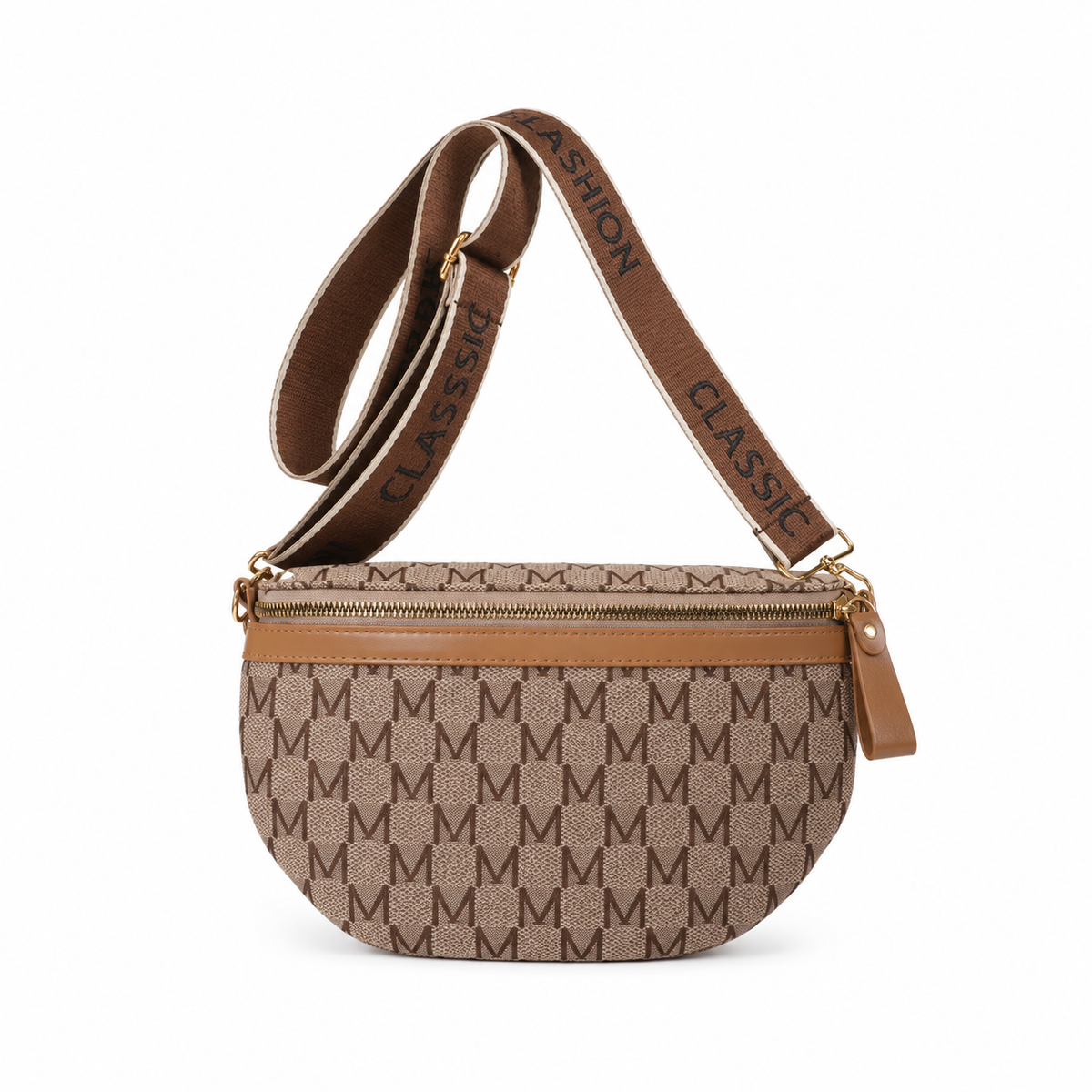 Brown Monogram Crossbody Bag With Chains-2