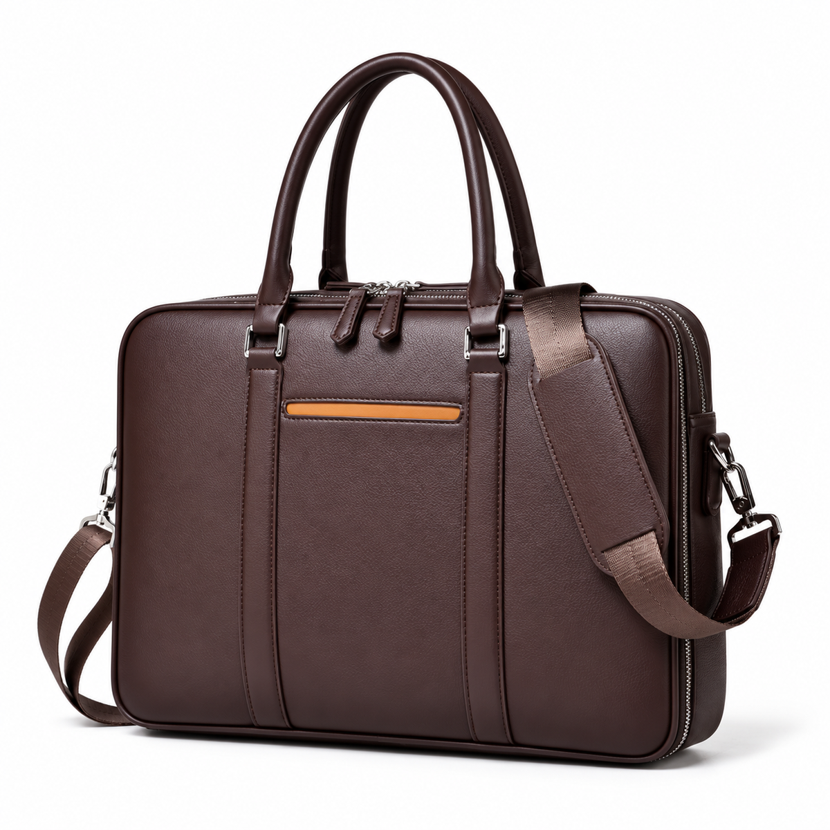 Classic Brown Leather Laptop Briefcase Bag-2