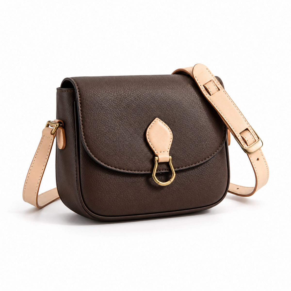 Vintage Brown Saddle Crossbody Satchel Bag