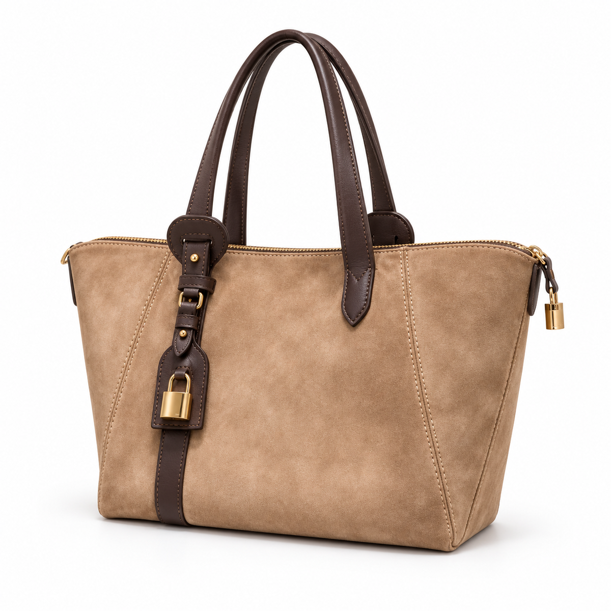 Classic Tan Leather And Canvas Tote
