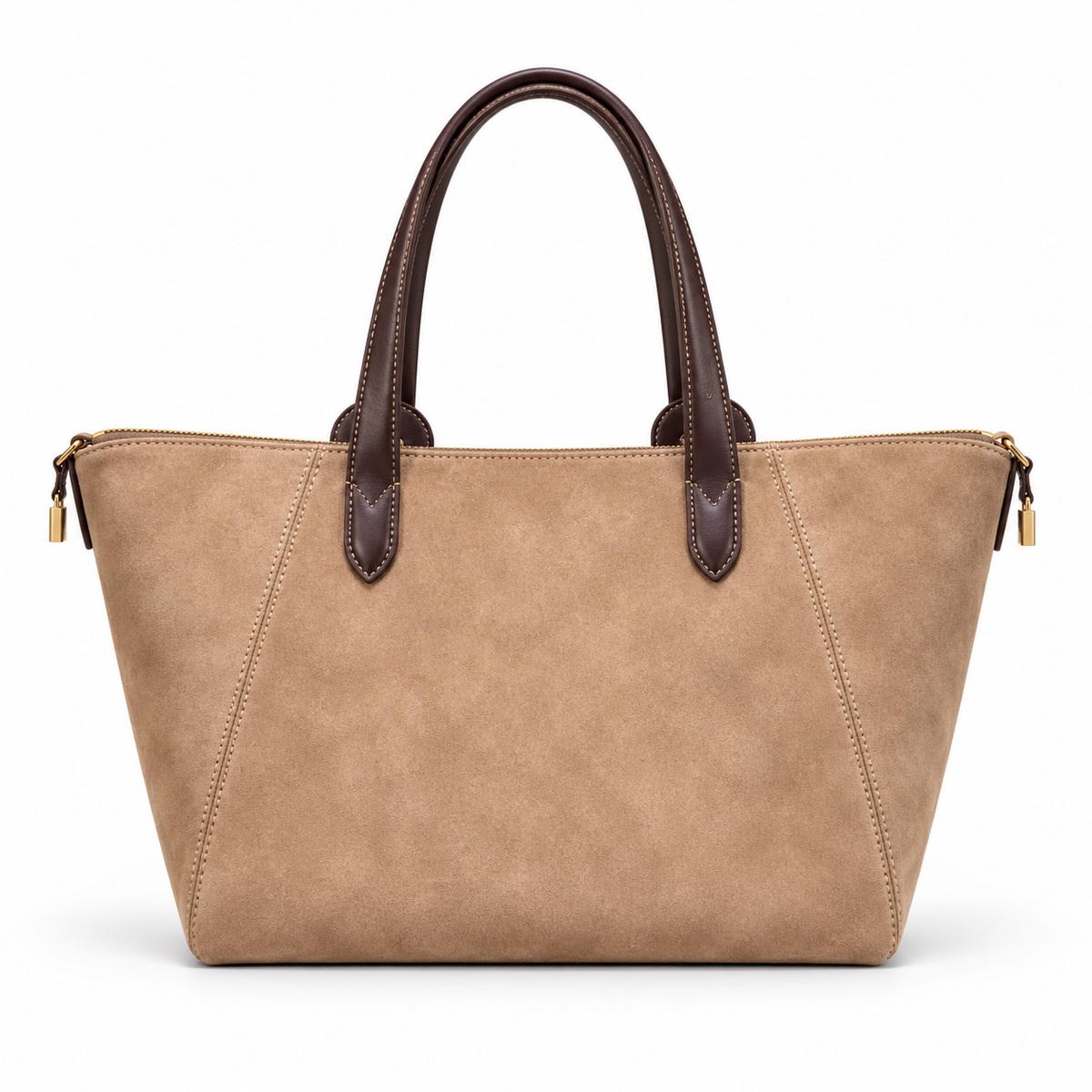 Classic Tan Leather And Canvas Tote-3