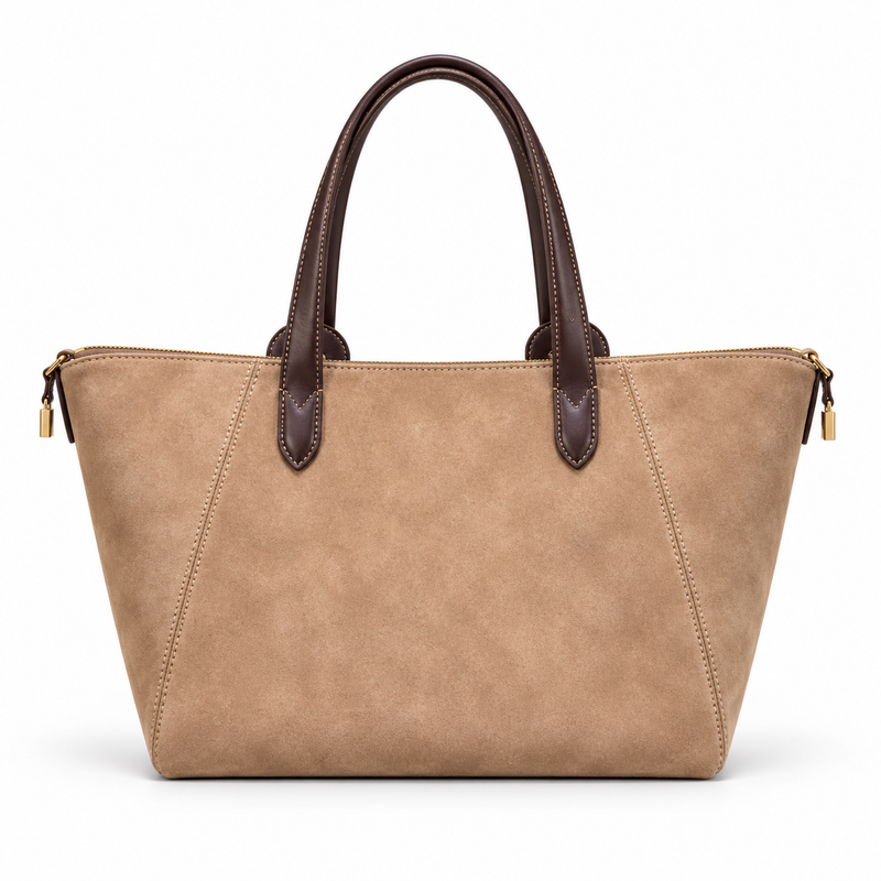 Classic Tan Leather And Canvas Tote-3