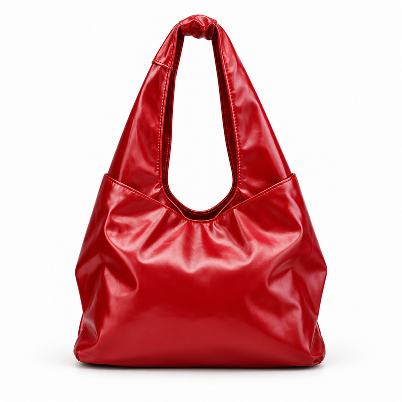 Glossy Red Bow Hobo Shoulder Bag-2