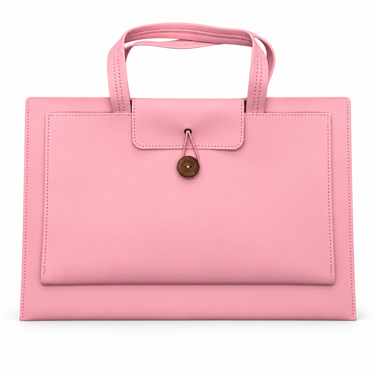 Elegant Pink Leather Laptop Tote Bag-4