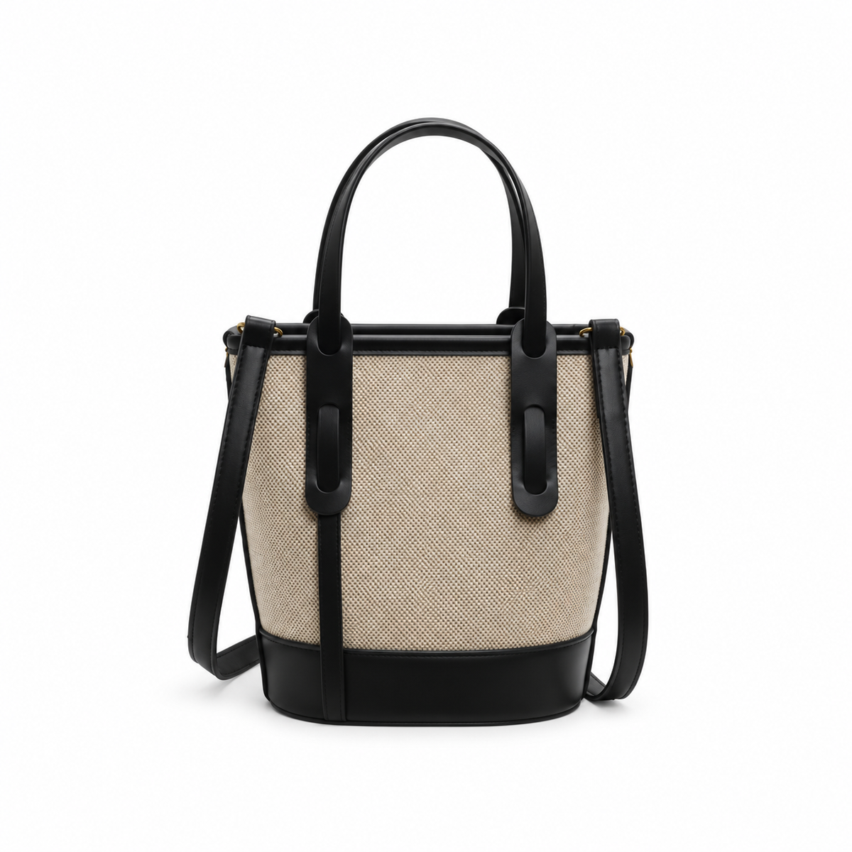 Classic Leather And Canvas Bucket Bag