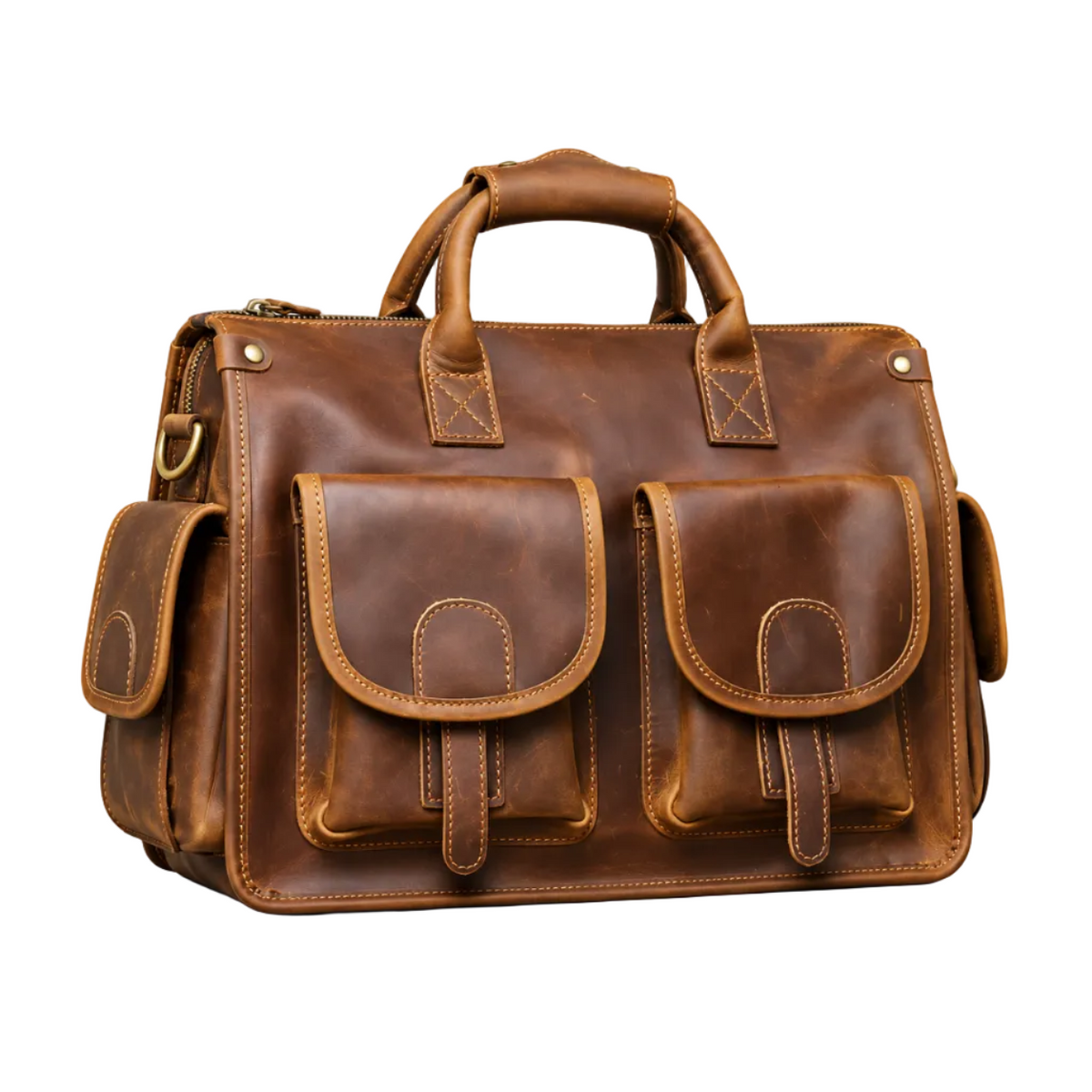 Vintage Brown Multi Pocket Briefcase Bag-1