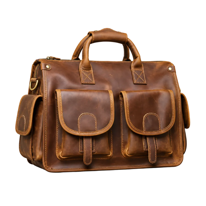 Vintage Brown Multi Pocket Briefcase Bag-1