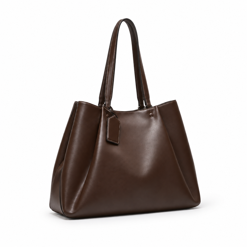 Elegant Brown Leather Everyday Tote Bag-1