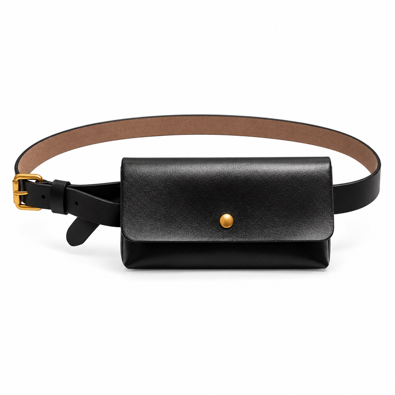 Classic Black Waist Bag With Belt-4
