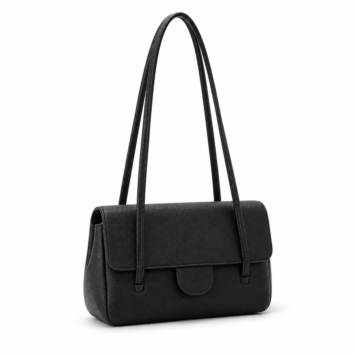 Elegant Black Pebbled Leather Shoulder Bag-1