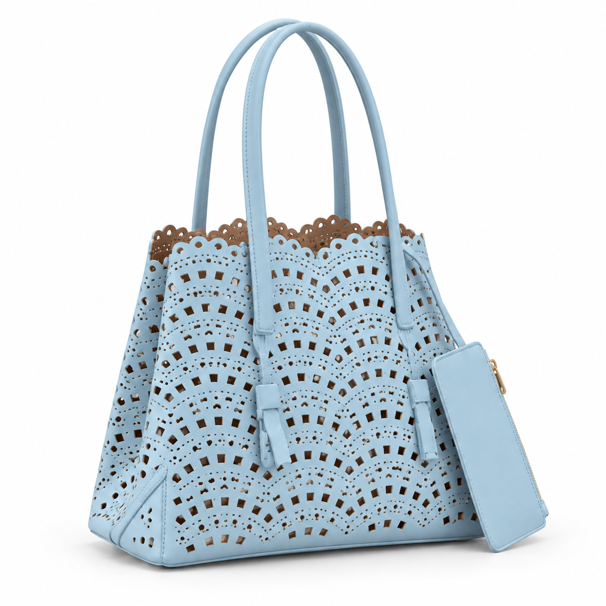 Denim Blue Laser Cut Tote Handbag-1