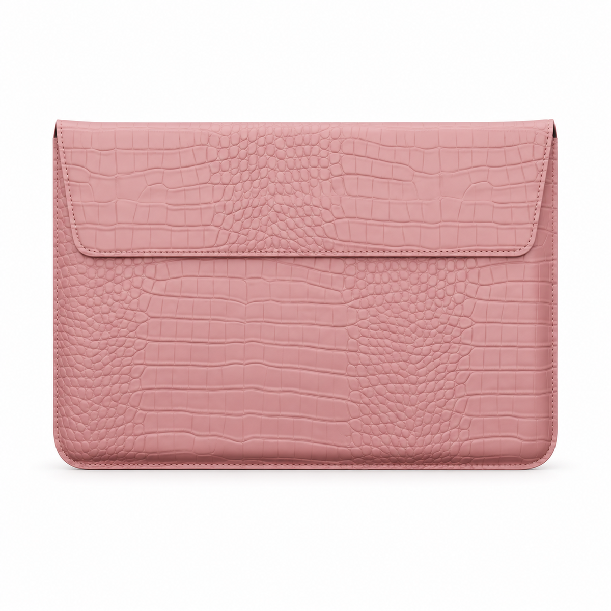 Pink Crocodile Embossed Leather Laptop Bag-4