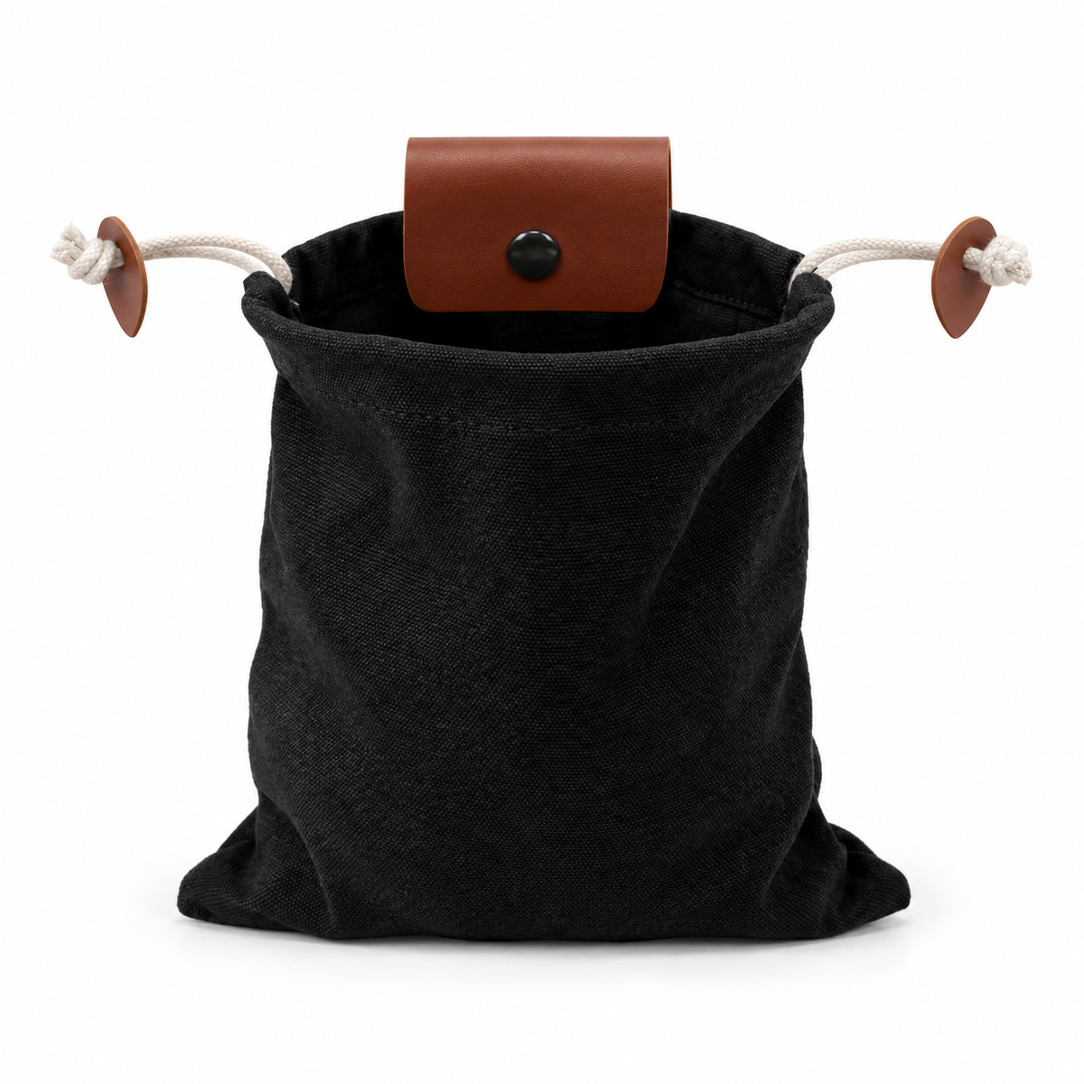 Black Waist Belt Pouch Brown Accents-4