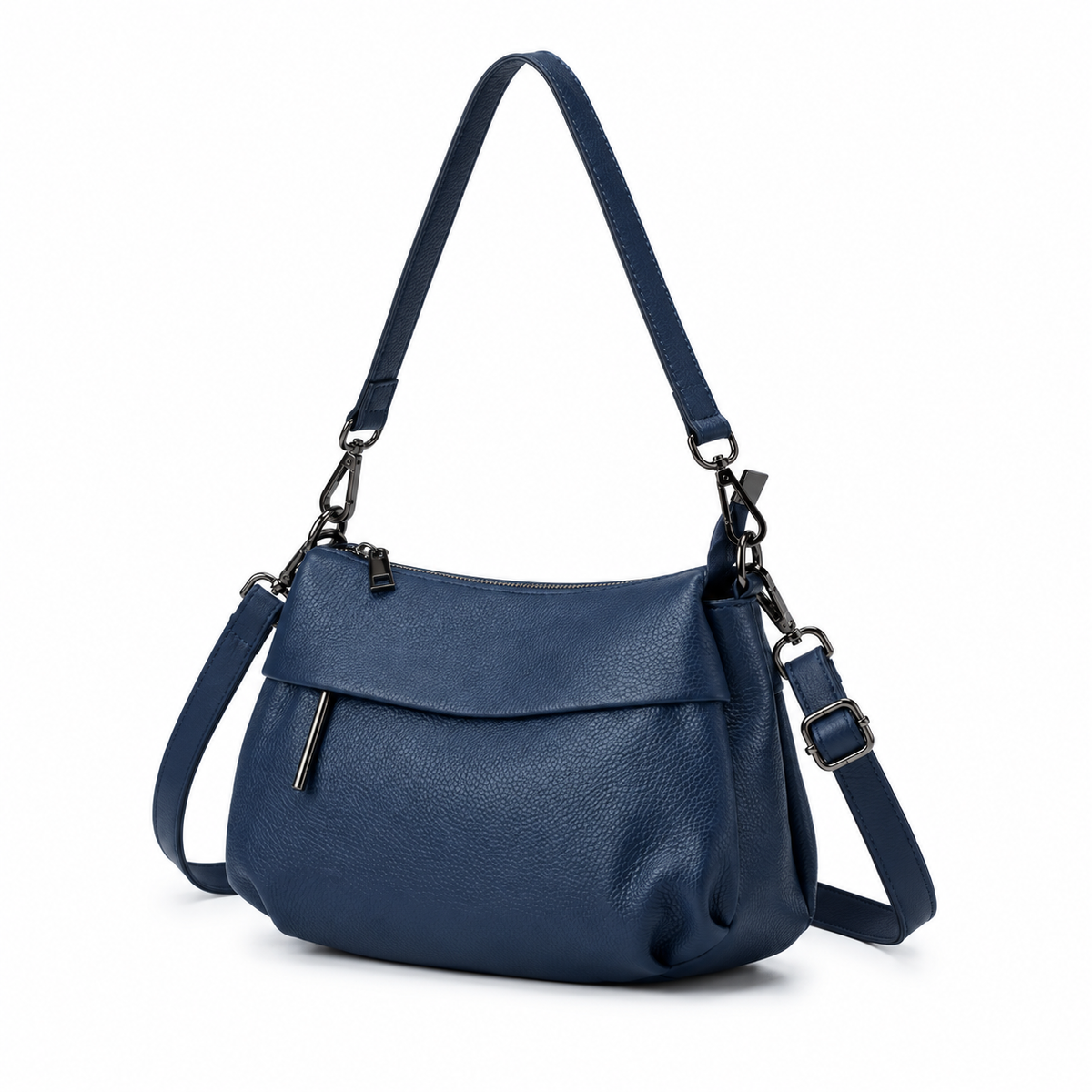 Navy Blue Textured Shoulder Crossbody Bag-2