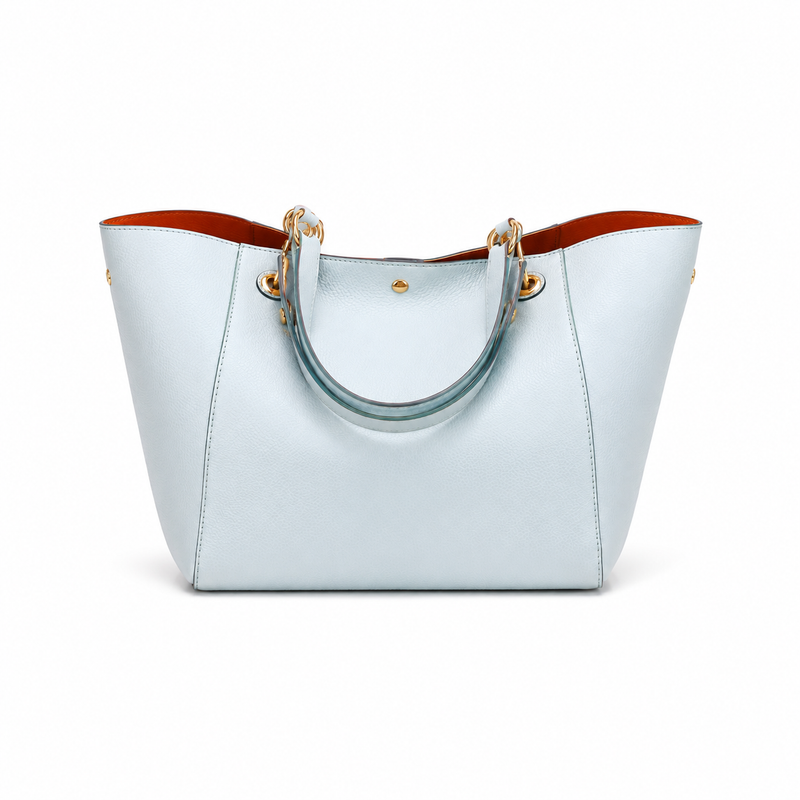 Women’s Light Blue Textured Tote Handbag-2