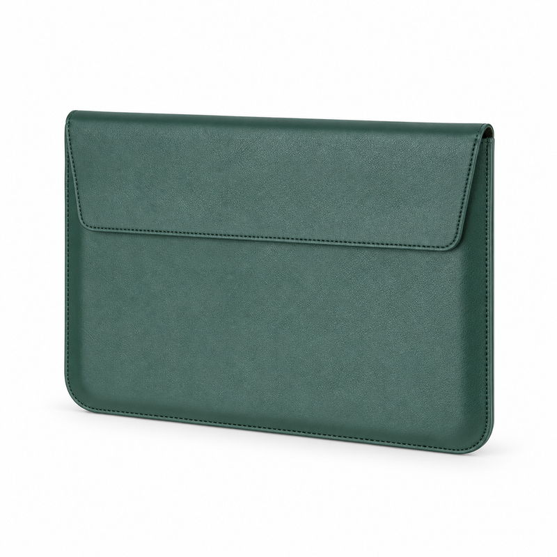 Green Leather Envelope Style Laptop Bag-3