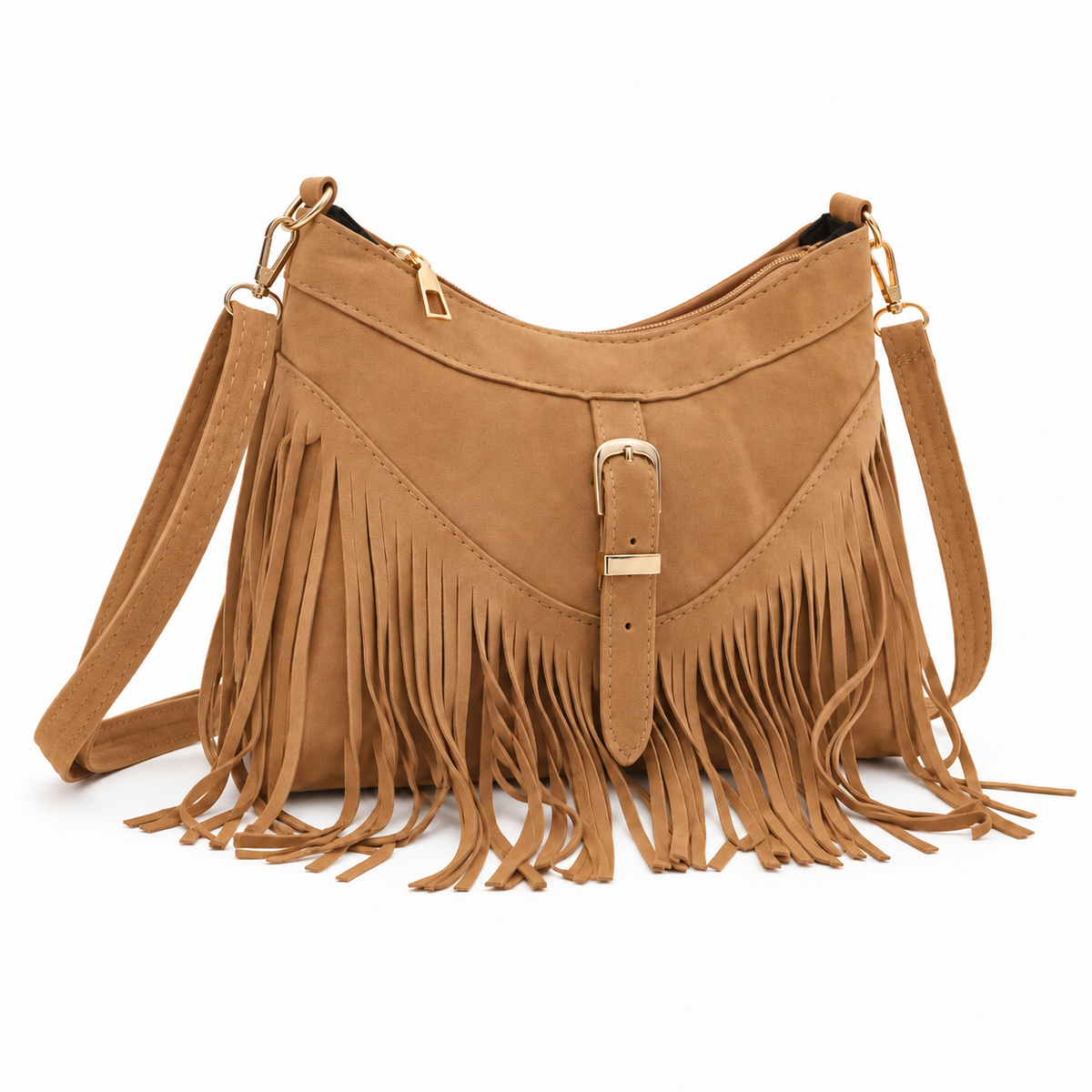 Vintage Light Brown Fringe Shoulder Bag
