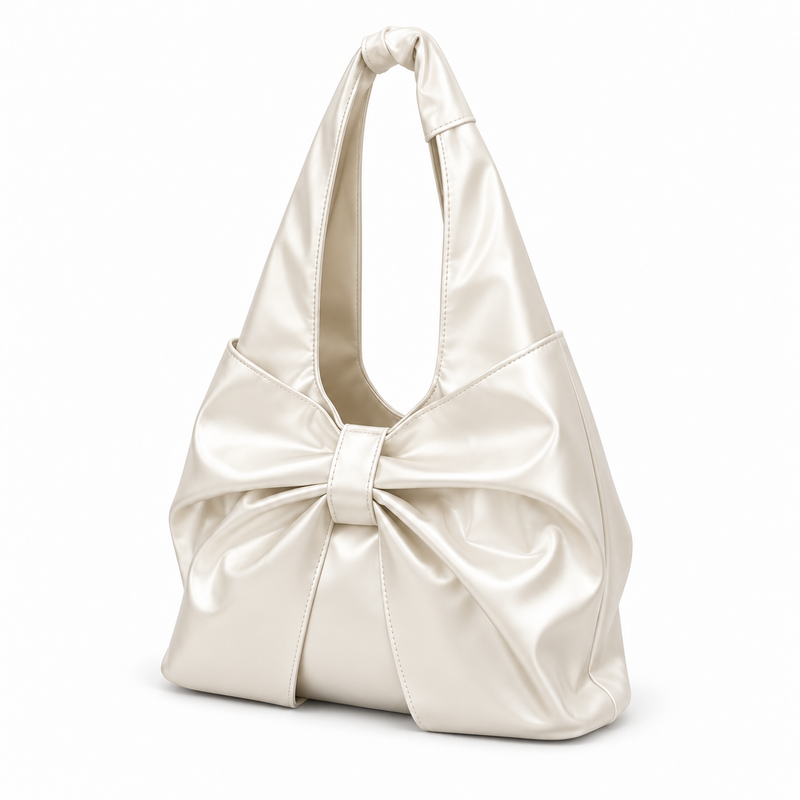 Elegant White Bow Knot Hobo Handbag-4