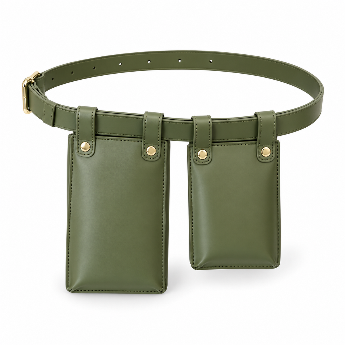 Olive Green Dual Pouch Waist Belt-3