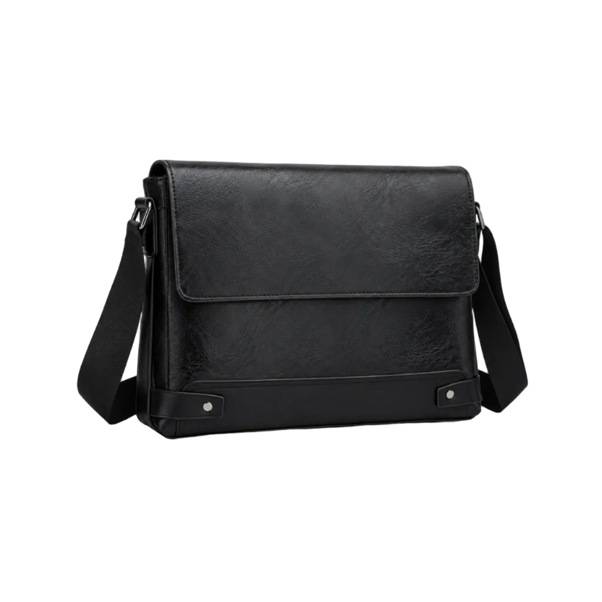 Classic Black Leather Crossbody Messenger Bag-1
