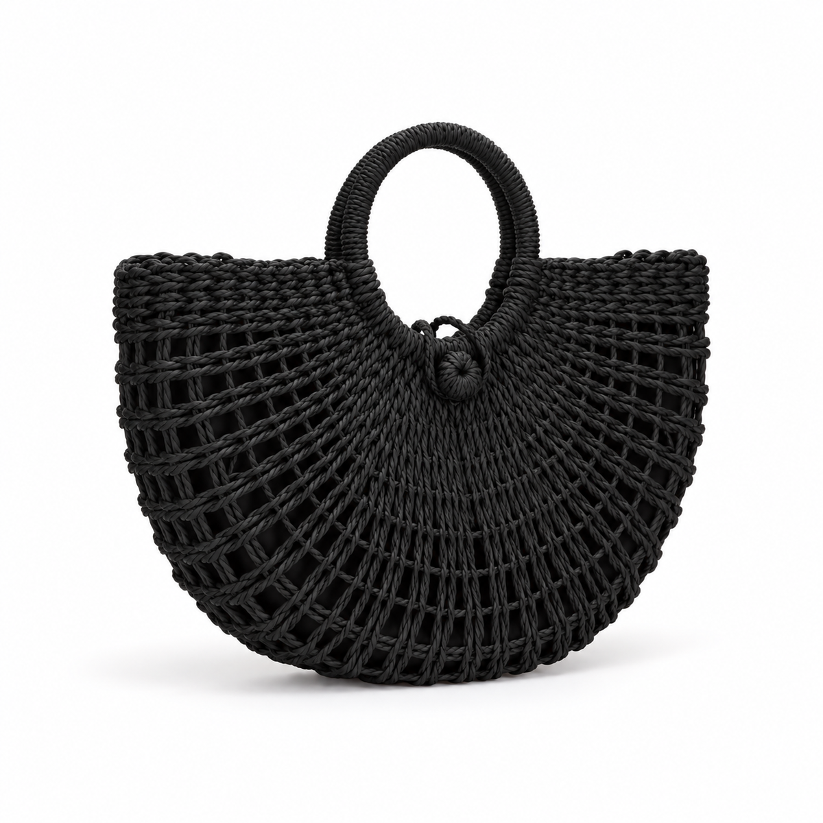 Black Woven Half Moon Handle Handba-1