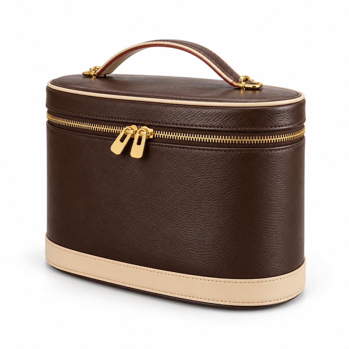 Chocolate Brown Vegan Leather Vanity Bag-3