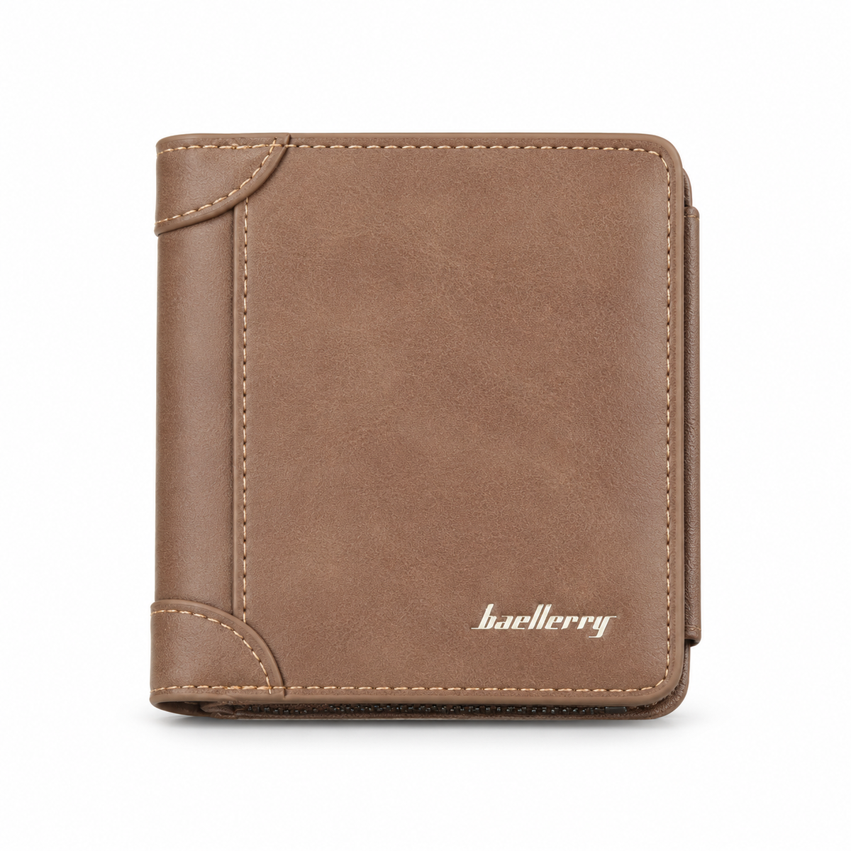 Classic Taupe Brown Textured Bifold Wallet-3
