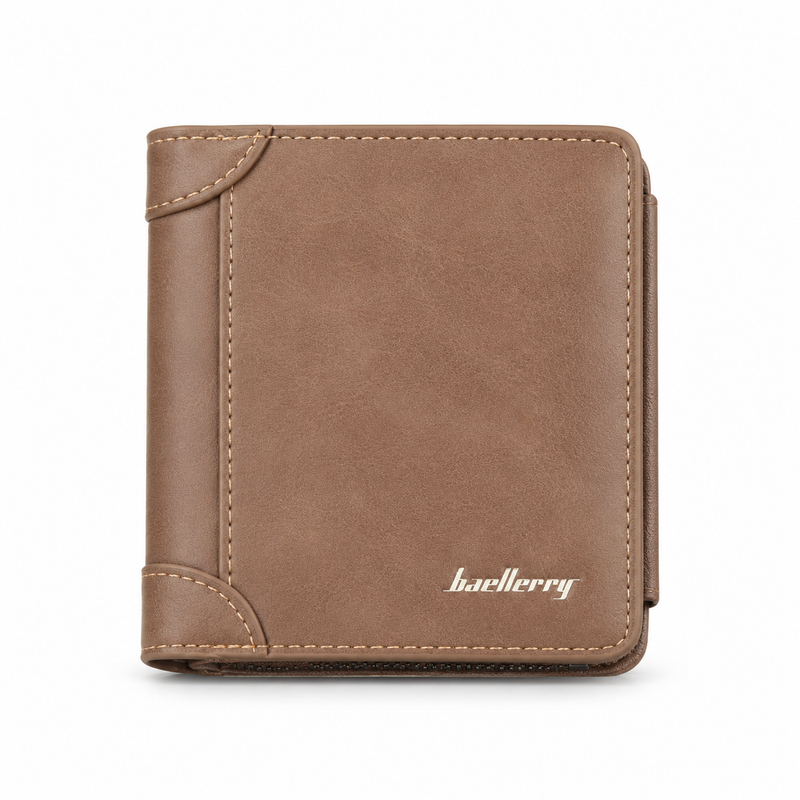 Classic Taupe Brown Textured Bifold Wallet-3