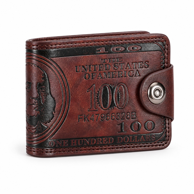 Vintage Brown Dollar Embossed Bifold Wallet-1