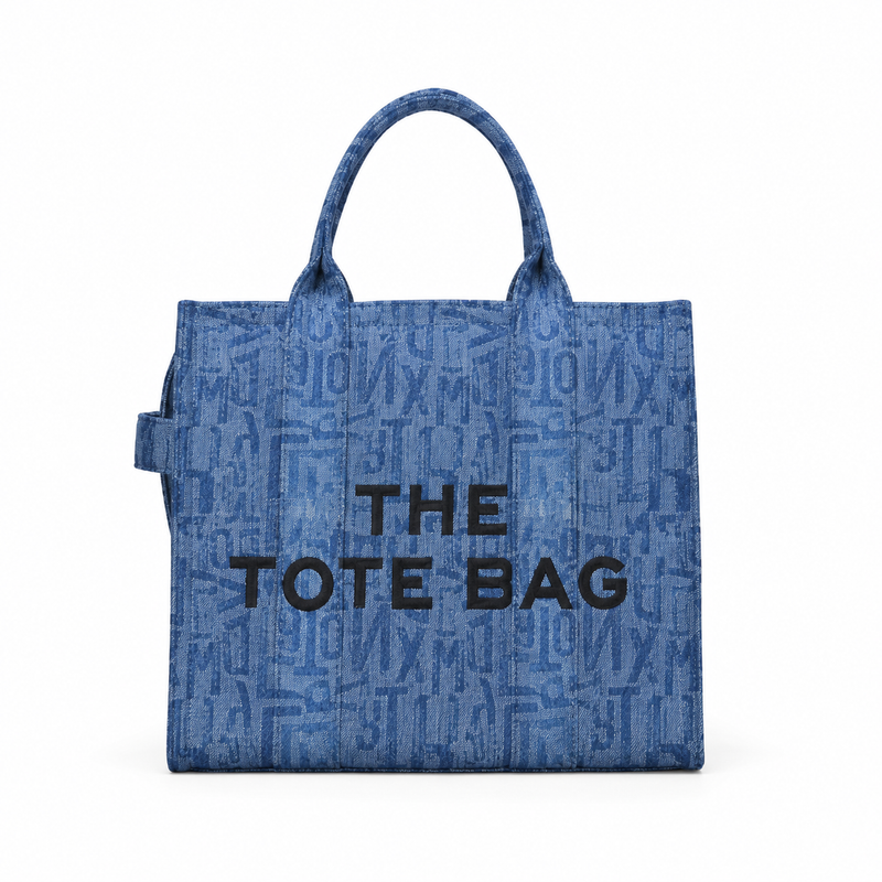 Blue Denim Pattern Tote Bag-4
