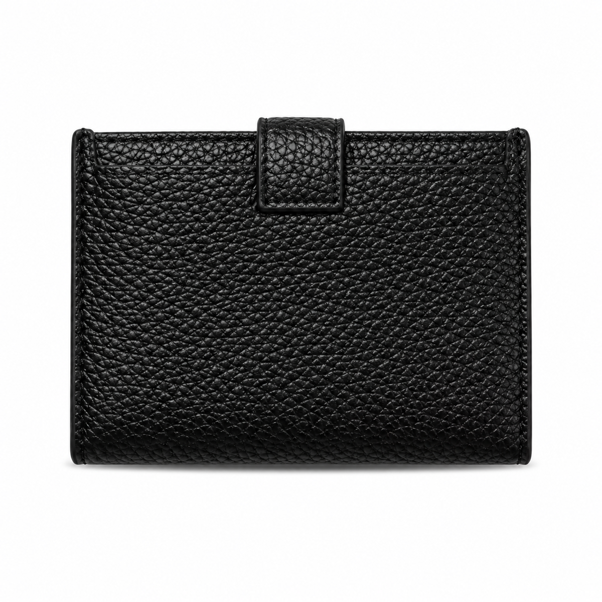 Black Pebbled Wallet With Golden Leaf-2
