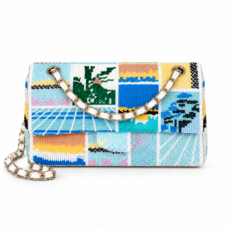 Colorful Beaded Mosaic Chain Shoulder Bag-3