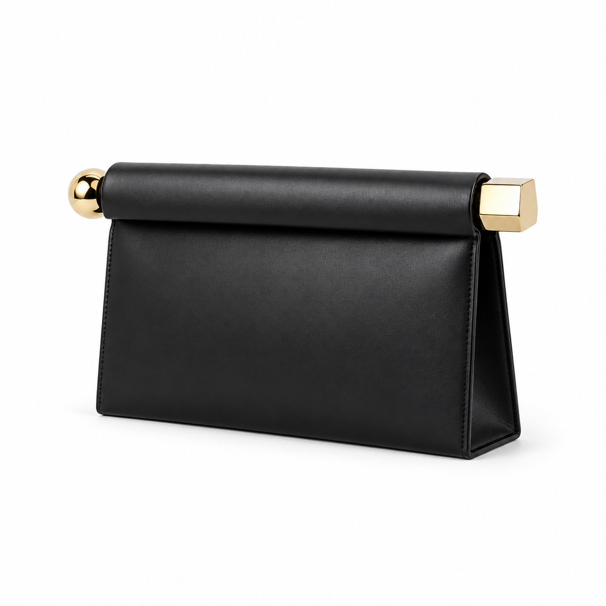 Elegant Black Leather Evening Clutch Bag-3