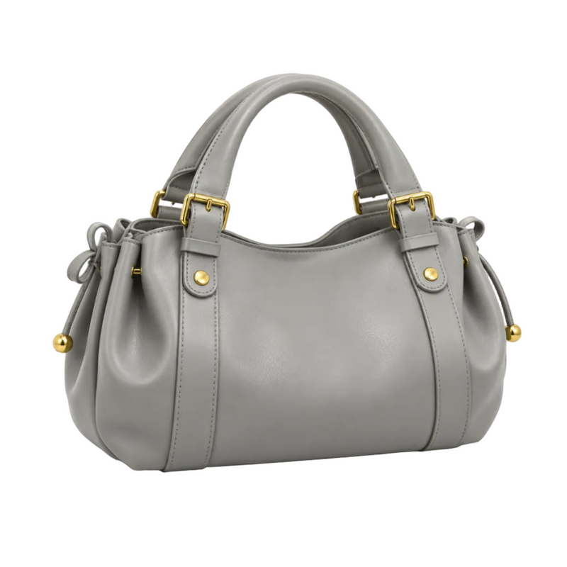 Elegant Grey Handbag With Gold Details-1