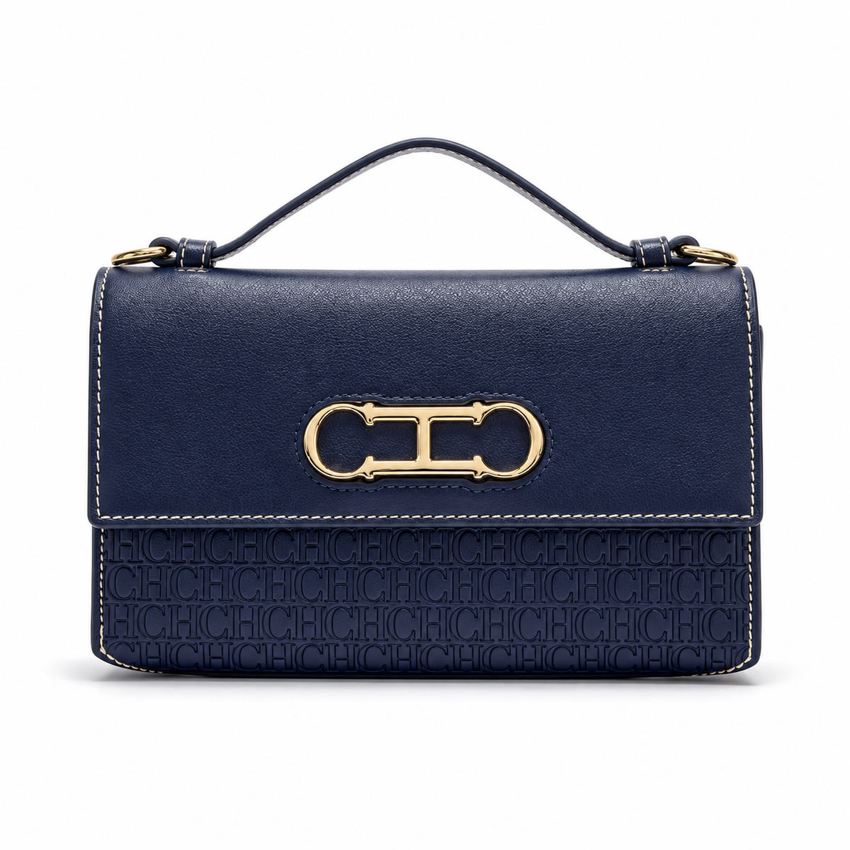Navy Blue Embossed Leather Evening Clutch-4