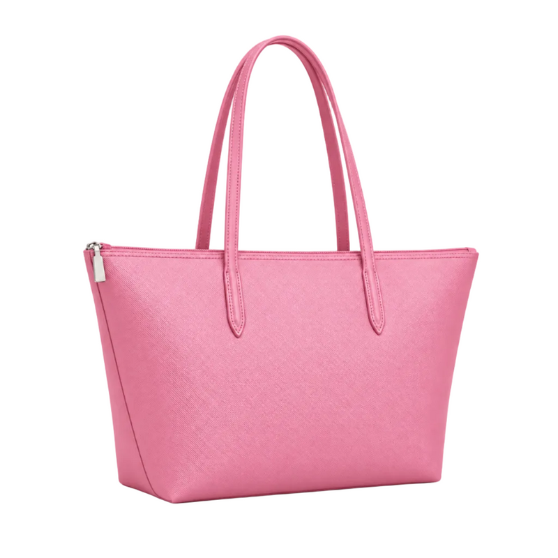 Pink Leather And Canvas Tote Bag-1