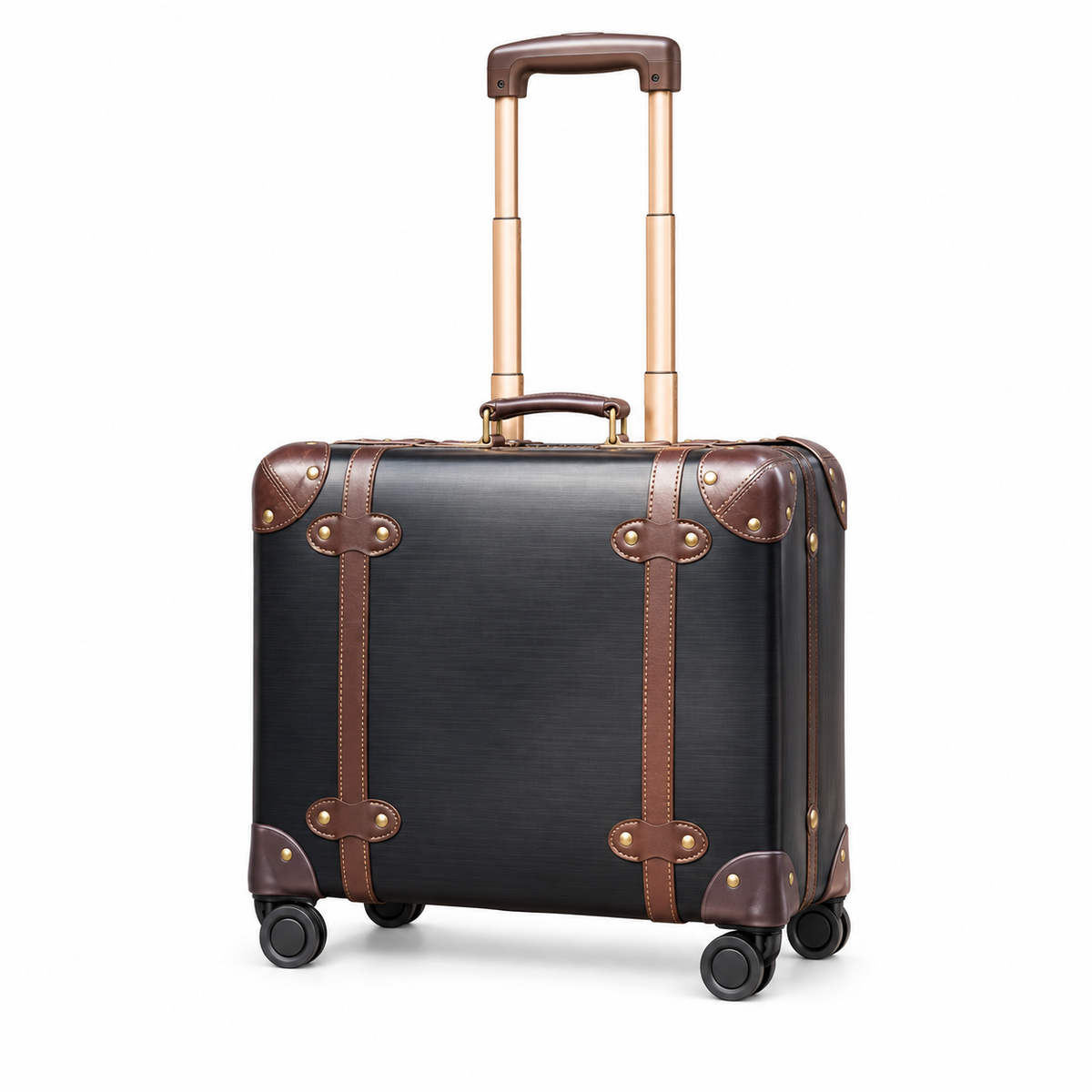 Vintage Black Trolley Case With Brown