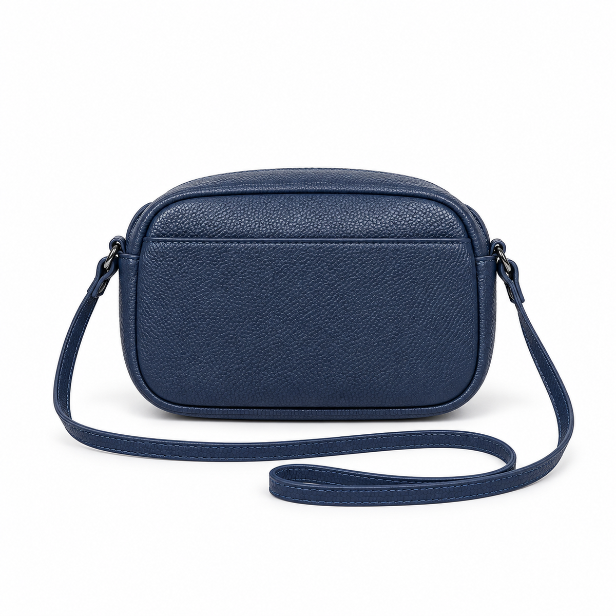 Navy Blue Textured Flap Crossbody Bag-2
