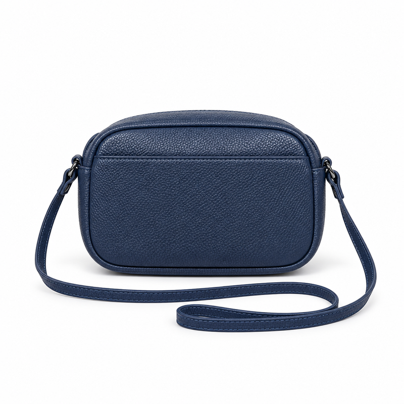Navy Blue Textured Flap Crossbody Bag-2