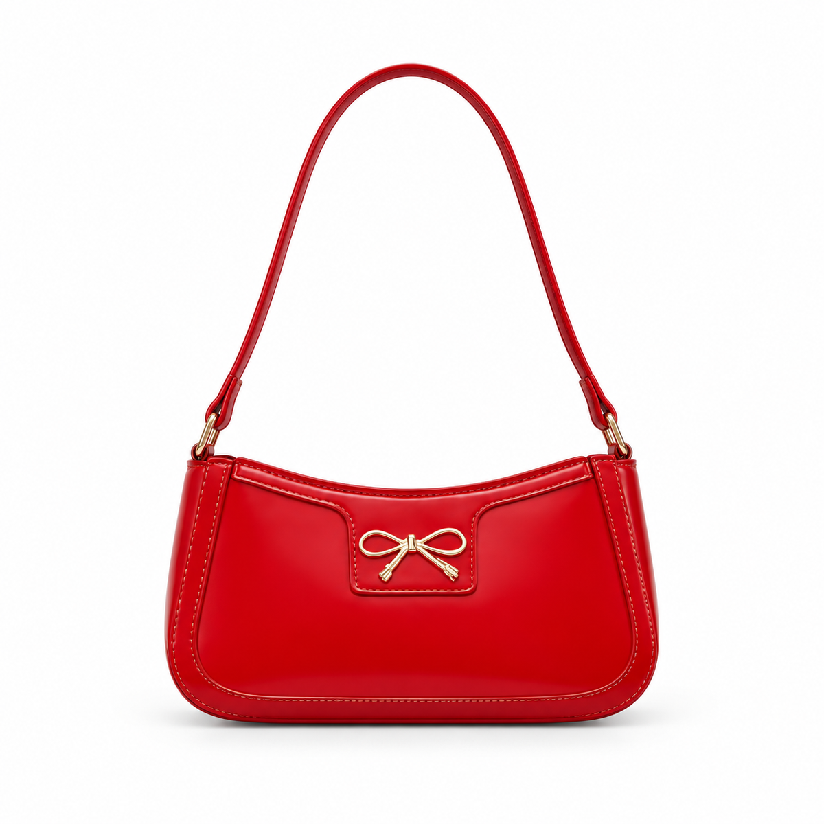 Elegant Red Bow Shoulder Handbag-4