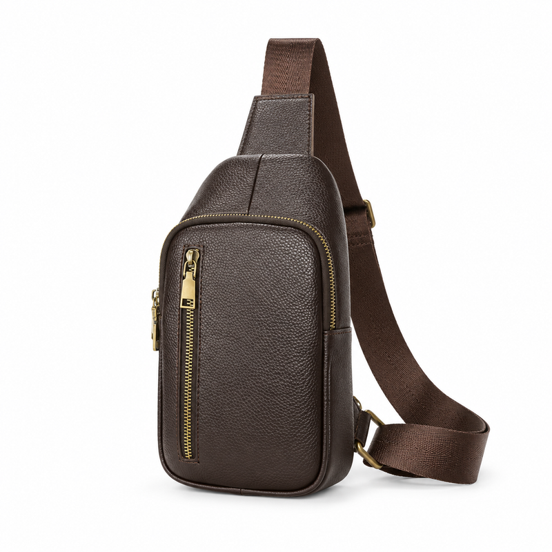 Classic Brown Textured Crossbody Sling Bag-2