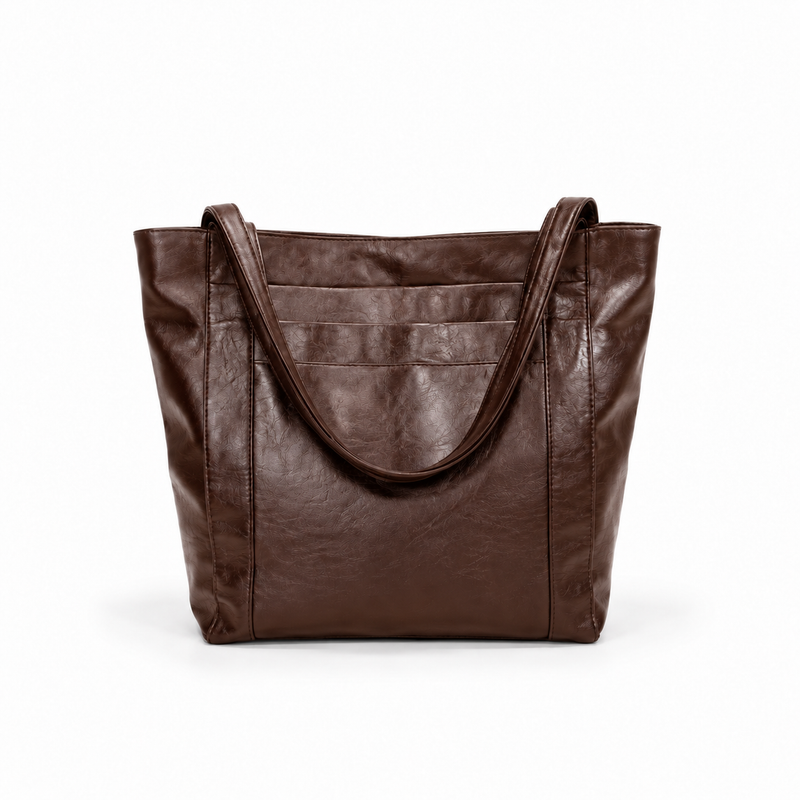 Coffee Brown Textured Everyday Tote Bag-4