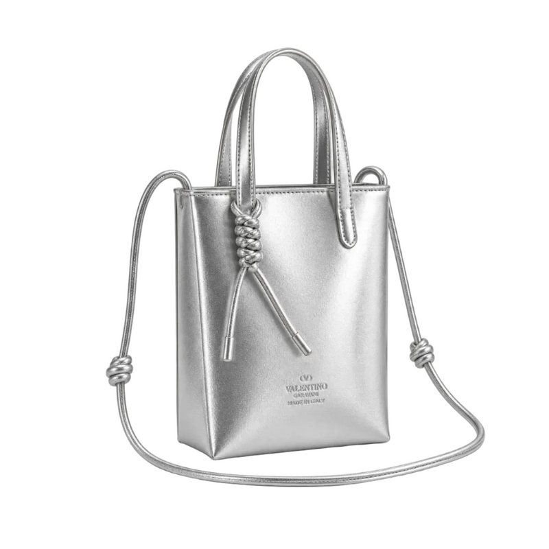 Elegant Silver Crossbody Bag With Charm-1