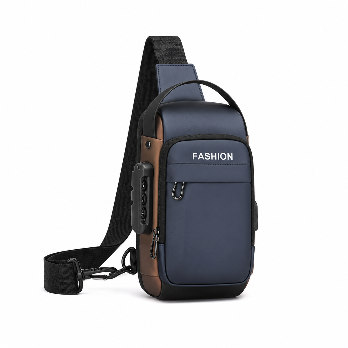 Navy Blue Crossbody Sling Bag With Lock