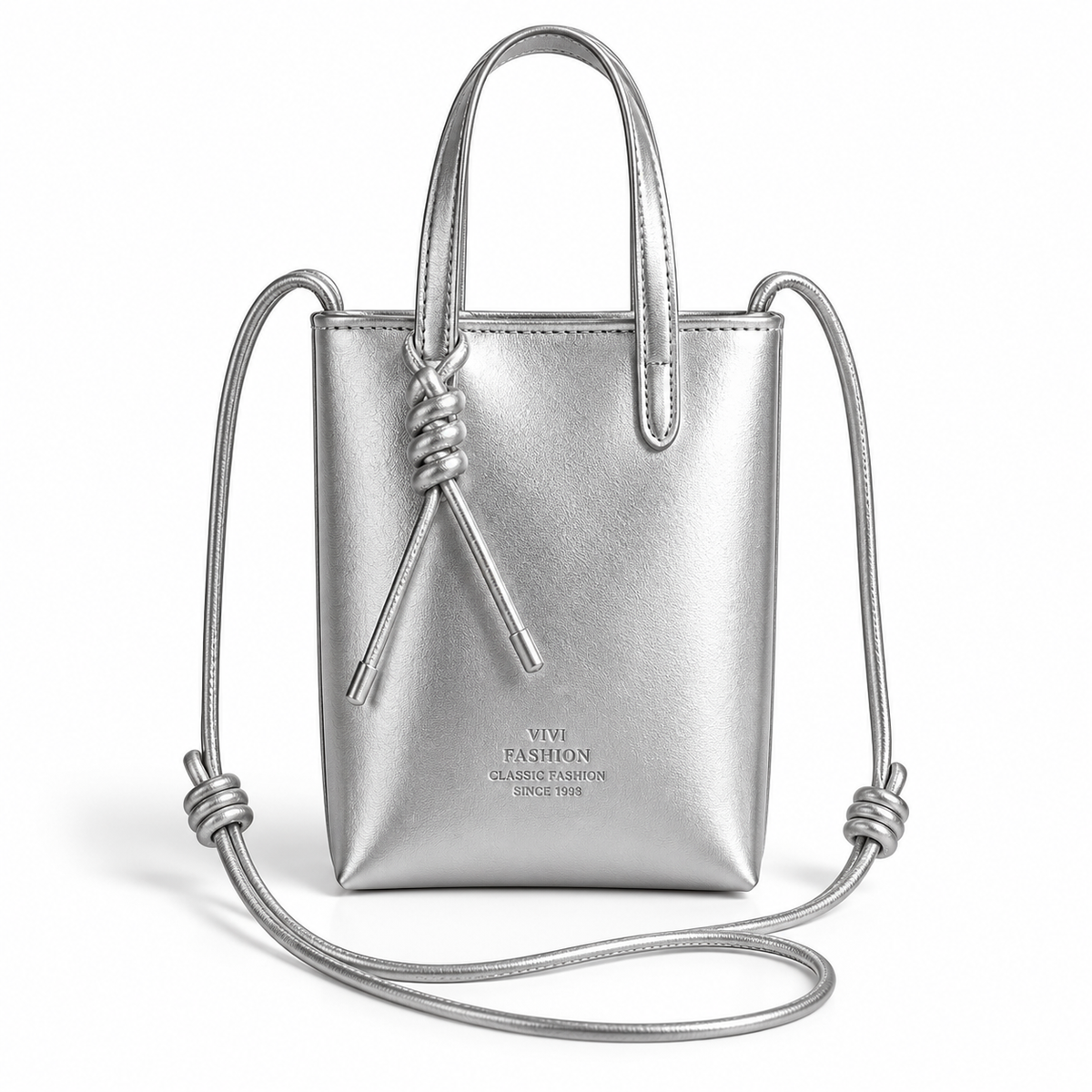 Elegant Silver Crossbody Bag With Charm-4