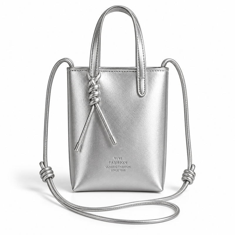 Elegant Silver Crossbody Bag With Charm-4